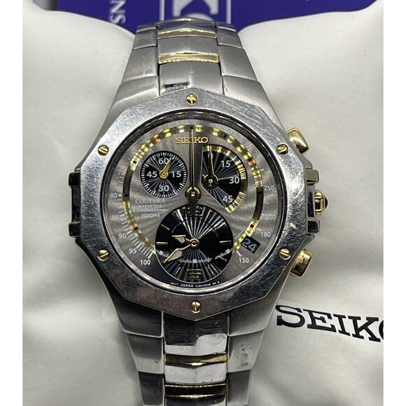 Seiko 7L22-0AL0 Quartz Men's Watch Cal. 6A32 Coutura kinetic Chronograph - Picture 1 of 12
